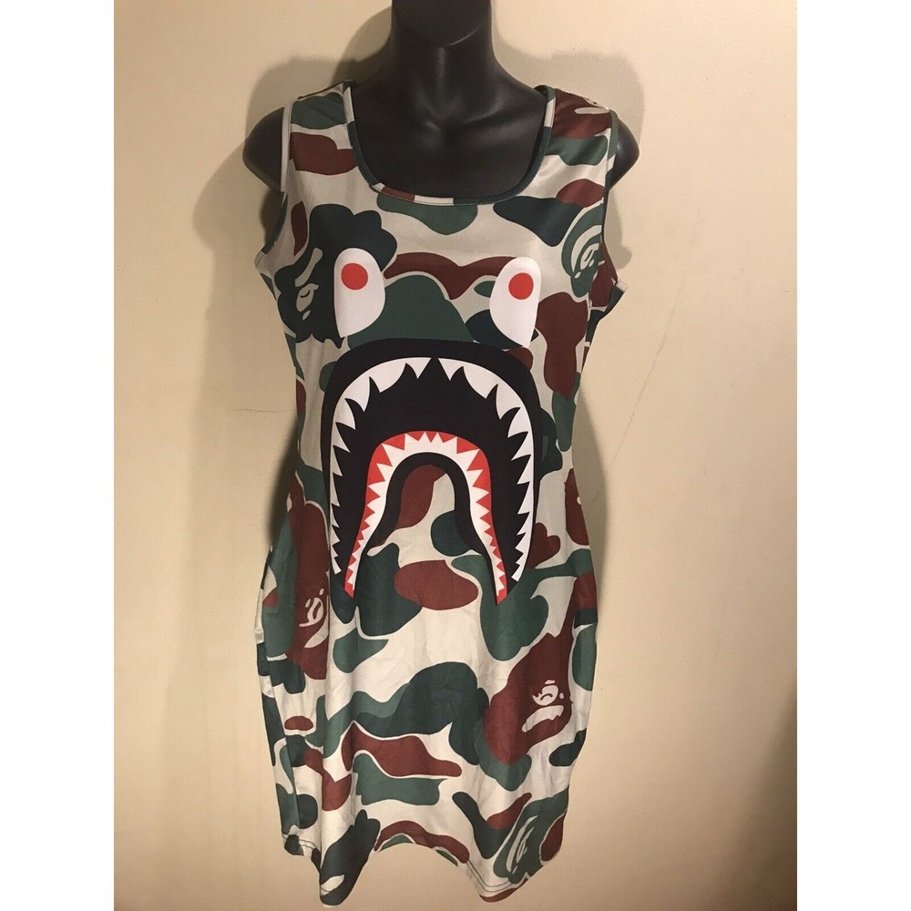 Camo Shark Sleeveless Dress Size S Unbranded